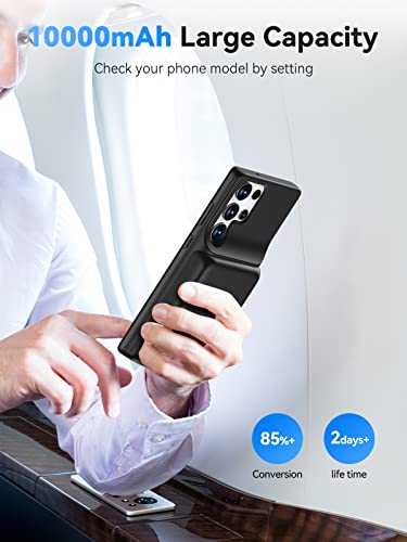 NEWDERY Battery Case for Samsung S24 Ultra,10000mAh Charger Case Black | Qi wireless Charging,18W Fast Recharging, Sync Data Supported,Portable Rechargeable Battery Pack for Galaxy S24 Ultra 6.8" - size: for Galaxy S23 Ultra-10000mAh