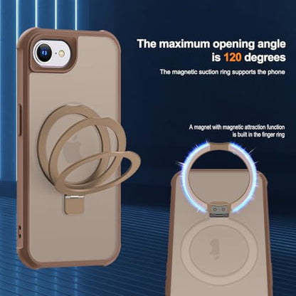 SKYLMW Compatible with iPhone 16e/17e Case with Stand,Desert Brown | iPhone 16e Case iPhone 17e Case 6.1",Magnetic Ring Stand,Compatible with MagSafe,Military-Grade Protection,Great Grip Feeling - color: Desert Brown, size: Iphone 16e & Iphone 17e
