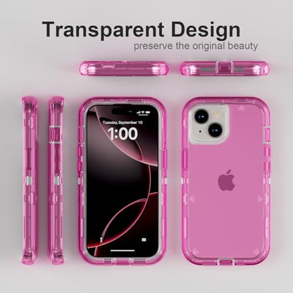 Follaroma for iPhone 15 Case, Shockproof Protection, Hot Pink | Heavy Duty Shockproof Protection Phone Cases, Anti-Drop, Dual Layer Transparent Rugged Protective Cover, 6.1 inch - color: Hot Pink, size: iPhone 15 6.1‘’