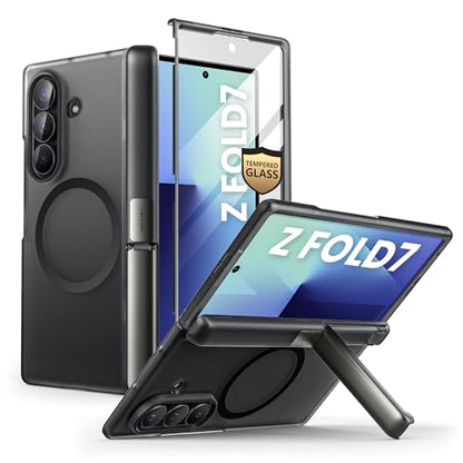 i-Blason for Samsung Galaxy Z Fold 7 Case [9H+ Tempered Glass Screen Protector] [MagSafe Compatible] [Hinge Protection & Kickstand] Full-Body Protective Magnetic Phone Case for Z Fold 7 (Frost Black) - color: Frost Black