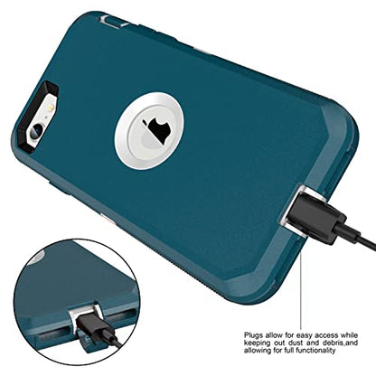 MXX Case Designed for iPhone SE Case 2020/2022 Heavy Duty Protective with Screen Protector [3 Layers] Rugged Rubber Protection Cover & Rotating 360 Degree Belt Clip SE 3rd/2nd Gen (Tuscan Teal/White) - color: Tuscan Teal/White
