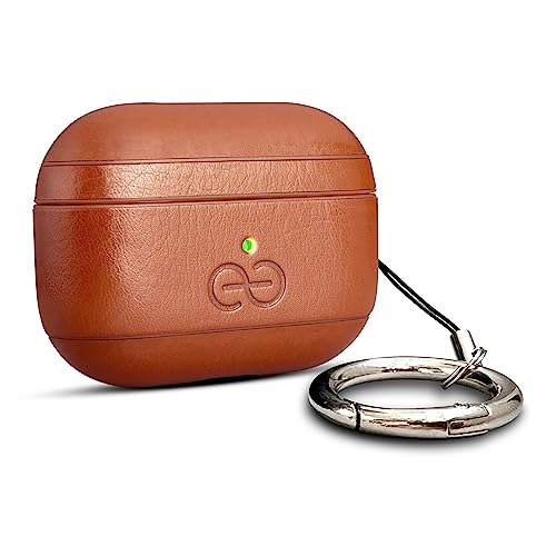 Dreem Om Case Cover with Keychain Clip Compatible with AirPods Pro 2/Pro, Protective One-Piece Hard Shell, Luxury Vegan Leather AirPod Pro Case 2nd/1st Generation with Separate Clip [Caramel] - color: Caramel, size: AirPods Pro 2