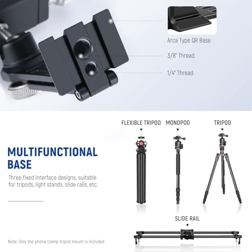 NEEWER Smartphone Tripod Mount Aluminum Alloy, 360° Rotatable Phone Stand