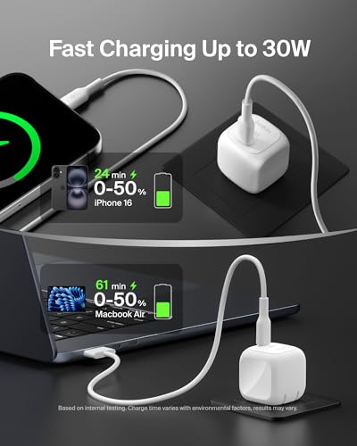 Belkin 30W Compact USB C Charger Block, USB C to C Cable Included - style: 30W + C-C Cable