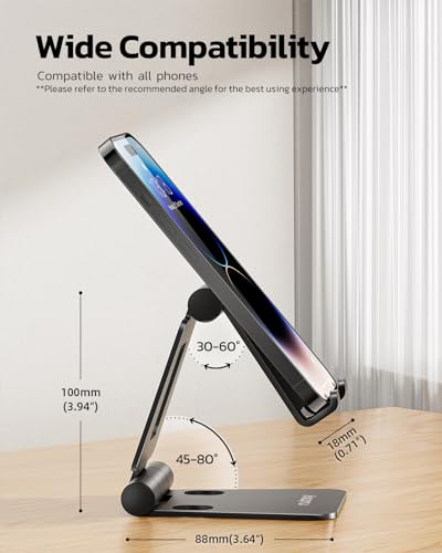 Nulaxy 2 Pack Aluminum Dual Folding Cell Phone Stand for Desk, Black&Silver - color: A-Black & Silver