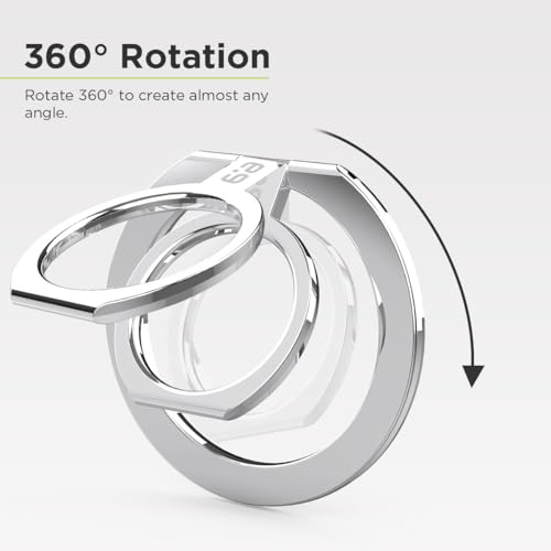 PureGear Magnetic Phone Ring Grip, for MagSafe Kickstand Holder - color: Chrome Silver