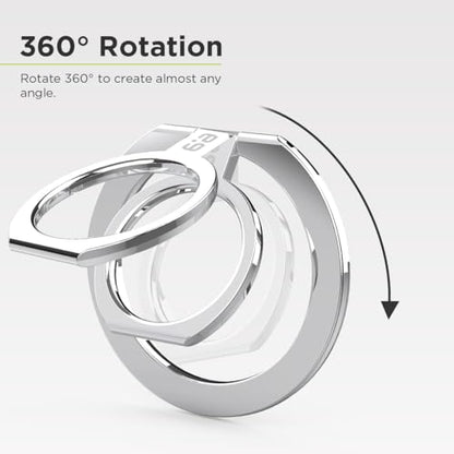 PureGear Magnetic Phone Ring Grip, for MagSafe Kickstand Holder - color: Chrome Silver