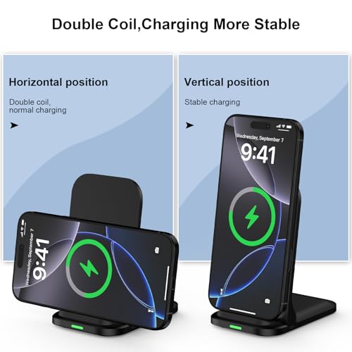Wireless Fast Charger Stand Foldable Samsung Wireless Charger Fast Charging Station Android Phone Charger Stand for Samsung Galaxy S26 Ultra S25 Ultra S25 S24 S23 S22,iPhone 17 16e 16 Pro Max 15 14