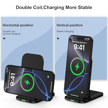 Wireless Fast Charger Stand Foldable Samsung Wireless Charger Fast Charging Station Android Phone Charger Stand for Samsung Galaxy S26 Ultra S25 Ultra S25 S24 S23 S22,iPhone 17 16e 16 Pro Max 15 14