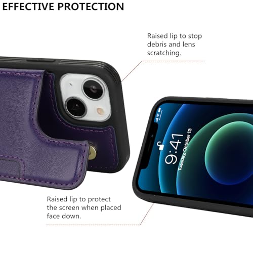 iCoverCase Compatible with iPhone 13 Mini Case with Card Holder, Wallet Phone Case for Women Men RFID Blocking PU Leather Protective Case 5.4 Inch (Dark Purple) - color: Dark Purple
