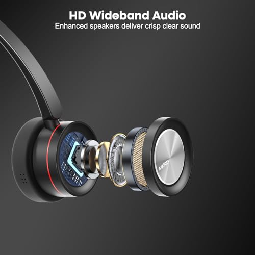 MAIRDI USB Headset with Microphpne, Wired PC Headset with Mic Noise Canceling & Mute for Computer Laptop Teams Zoom Office Work Call Center Business Softphone - color: Red