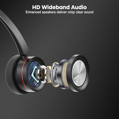 MAIRDI USB Headset with Microphpne, Wired PC Headset with Mic Noise Canceling & Mute for Computer Laptop Teams Zoom Office Work Call Center Business Softphone - color: Red