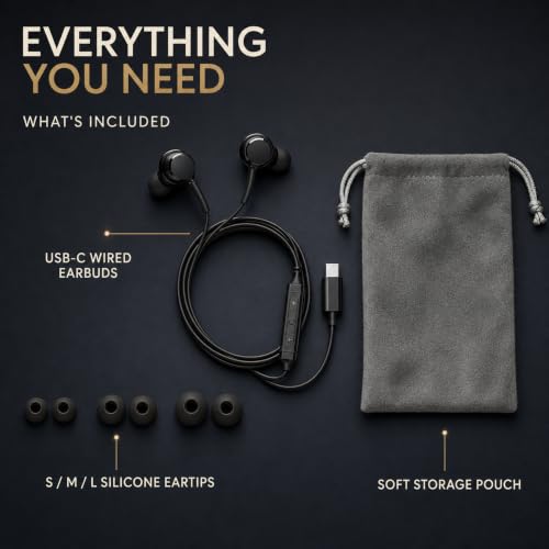 Betron USB C Headphones Wired Earbuds