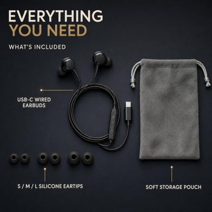 Betron USB C Headphones Wired Earbuds