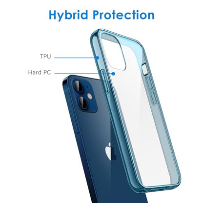 JETech Case for iPhone 12 mini, Anti-Yellowing, Navy Blue | Shockproof Protection, Scratch Resistant Hard PC Back, Durable Transparent TPU Bumper - color: Navy Blue