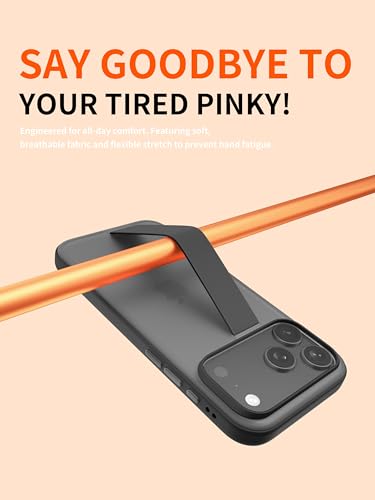 for iPhone 17 Pro Max Case with Elastic Hand Strap and Finger Ring Grip - color: Black, size: iPhone 17 Pro Max