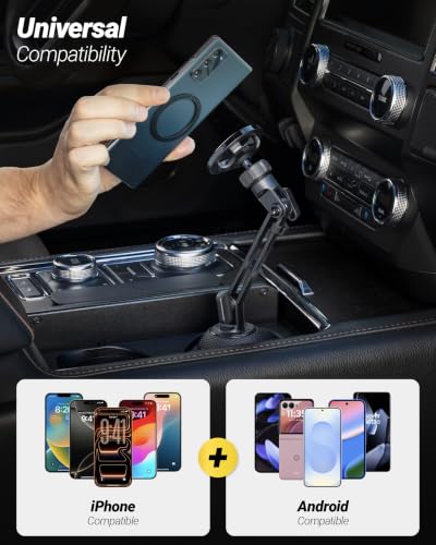 Scosche MagicMount Cup Holder Phone Mount with MagSafe, Adjustable Magnetic Car Mount with Stable Base and Flexible Arm, Compatible with PopSockets, iPhone 17 16 15 14 13, Includes MagSafe Ring - size: 1 Pack, style: Cup Holder