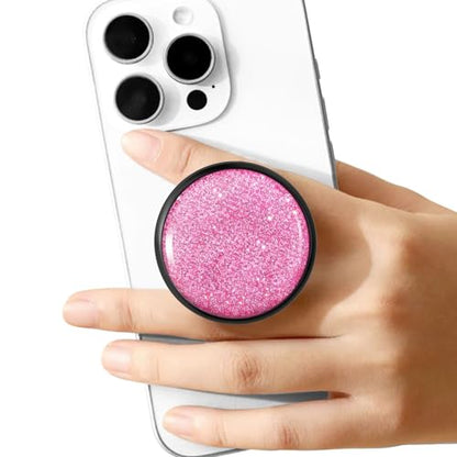 Adhesive Phone Grip,Soft Silicone Cell Phone Stand Collapsible Holder for iPhone and Smartphone - Glitter Pink