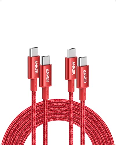 Anker USB C to USB C Cable, 100W Fast Charging Cable (2-Pack, 10 ft, Red) - color: Red, size: 10ft