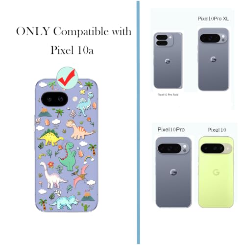 Unov for Pixel 10a Case, Clear with Design, Slim Fit Good Grip, Embossed Phone Case, Shockproof Protective Cover, Raised Camera Protection, Soft TPU, Dinosaur Land - color: Dinosaur Land