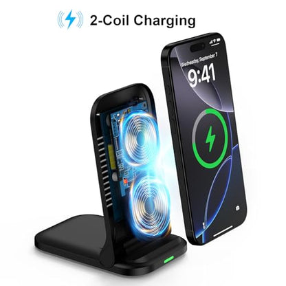 Wireless Fast Charger Stand Foldable Samsung Wireless Charger Fast Charging Station Android Phone Charger Stand for Samsung Galaxy S26 Ultra S25 Ultra S25 S24 S23 S22,iPhone 17 16e 16 Pro Max 15 14