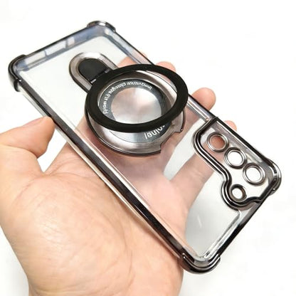 Case Compatible with Samsung Galaxy S21 Case Rugged softcase Protective with Ring Stand Clear Phone case for Samsung S21,Black - color: Black, size: Samsung Galaxy S21