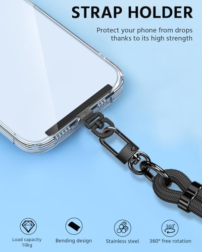 2 Pack Stainless Steel Phone Tether Tabs - Universal Lanyard Patches for phone cases, Phone Lanyard Tab - color: Silver