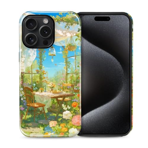 Case for iPhone 15 Pro Max, Shockproof Hybrid Protective Phone Case, Dual-Layer Drop Protection Anti-Scratch, Sunny Garden - color: Sunny Garden, size: iPhone 15 Pro Max