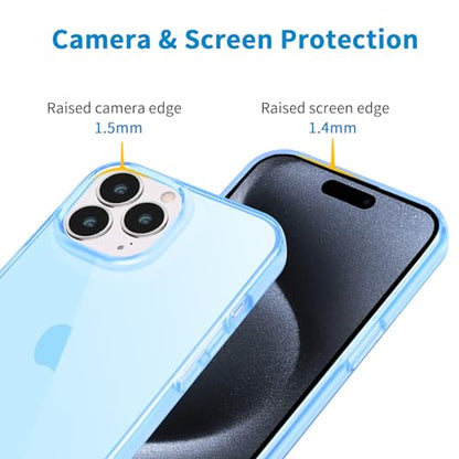 JJGoo Compatible with iPhone 15 Pro Case Clear, Soft Clear Fiexible TPU Phone Cases, Shockproof Transparent Bumper Cover Slim Thin Phone Case, Translucent Blue - color: Blue