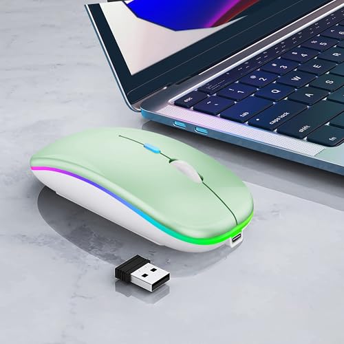 WREANU Wireless Bluetooth Mouse, Rechargeable Laptop Mice, Green - color: Green Wireless Bluetooth Mouse