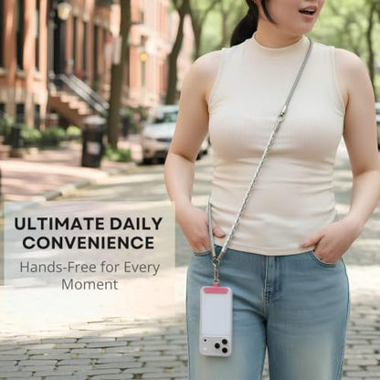 3-in-1 Crossbody Phone Lanyard, Cellphone Wrist Strap, Neck Holder for Travel, Dog Walking Accessories Anti-Theft - color: Gray