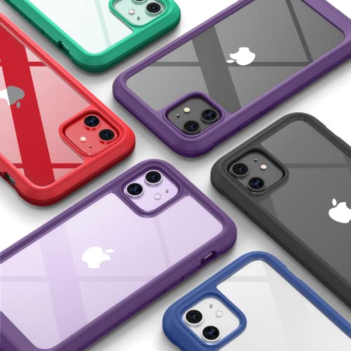 Diaclara Compatible with iPhone 11 Case, Full Body Rugged with Built-in Touch Sensitive Anti-Scratch Screen Protector, Soft TPU Bumper Case Clear Compatible with iPhone 11 6.1" (Purple and Clear) - color: Deep Purple, size: iPhone 11