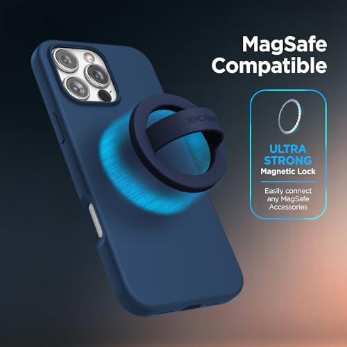 Encased Magnetic Phone Grip Holder (Compatible with MagSafe) Thin Silicone Finger Loop Ring for iPhone (Royal Blue) - color: Royal Blue