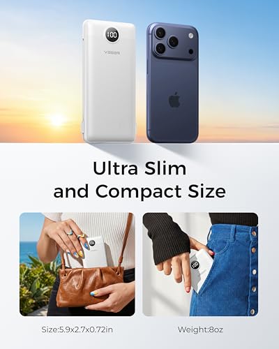 VEGER Portable Charger for iPhone, Power Bank Built in Cables and Wall Plug - color: B White