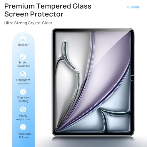 Gerutek 2-pack for iPad Air 13-inch(M4/M3/M2)/ iPad Pro 13-inch(M5/M4) screen protector [Ultra-clear] [Scratch-Resistant] [[9H hardness] for iPad Air 13 / Pro 13 screen protector - size: iPad Air 13" M4/M3/M2