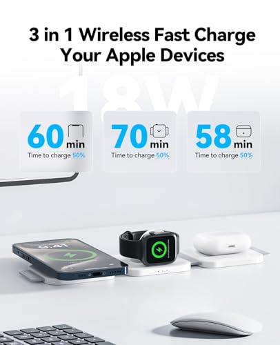 3 in 1 Charging Station for Apple, Foldable Magnetic Wireless Charger Dock - size: 15W White 1Pack