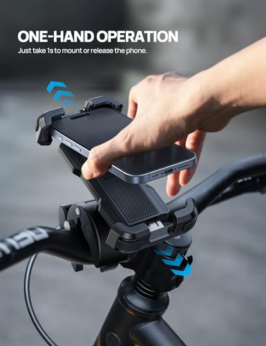Aomiker Bike Motorcycle Phone Holder Mount - [2025 Quick Release] Bike Phone Holder Handlebar Clamp, Bicycle Scooter Phone Clip for iPhone 16 15 14 13 12 11 Pro Max Plus Mini, 4.7-6.8" Smartphone - color: Black