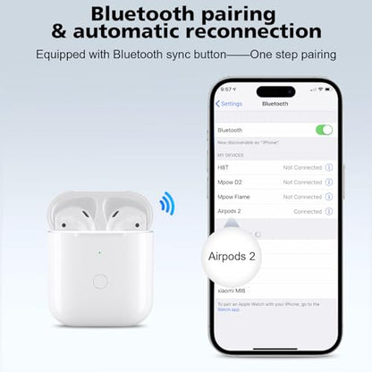 Wireless Charging Case Compatible with AirPod 1 2, Air Pods 1 2 Charger Case Replacement with Bluetooth Pairing Sync Button, No Earbuds,White - color: Air Pod Charging Case