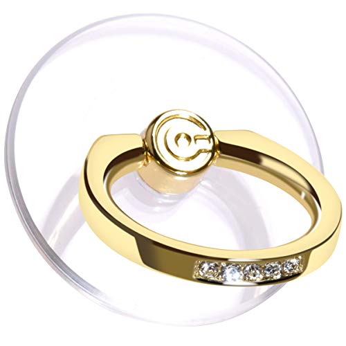 Transparent Phone Ring Holder Grip - EI Sonador Clear Cell Phone Ring Stand Holder Finger Grip Kickstand 360° Rotation, Compatible with Most of Phones, Tablets and Case (2 Gold Diamond) - color: 2 Gold Diamond