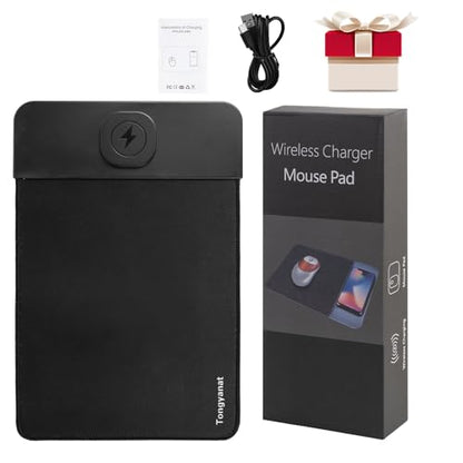 15W Wireless Charging Mouse Pad, 2 in 1 Desk Pad with Non-Slip Rubber Base, Fast Qi Wireless Charger for iPhone/Computers/Home Charging Devices, 12.8 * 8.5in Mouse Pad - Gray - color: Gray