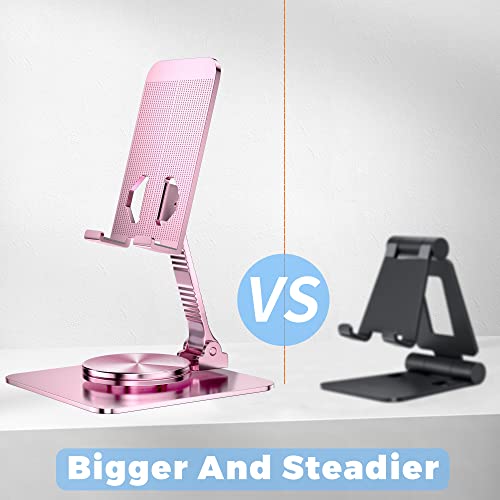 360 Rotatable Foldable Phone Stand for Desk,Fully Adjustable Desktop Phone Holder Cradle Dock Compatible with iPhone 17 16 15 14 13 12 11 Pro Max,Tablets,All Phones(Pink) - color: pink