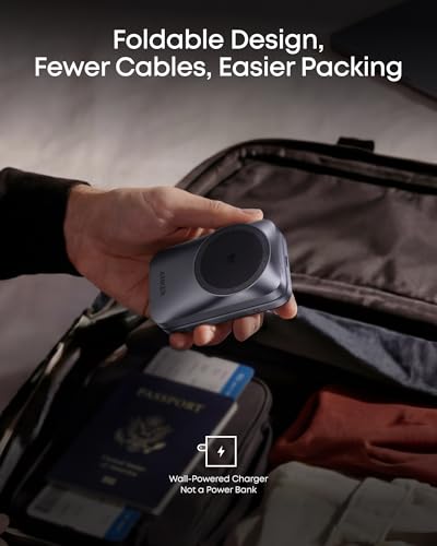 Anker Prime 25W Qi2.2-Certified Palm-Sized 3-in-1 Foldable MagSafe Charger - color: Phantom Gray
