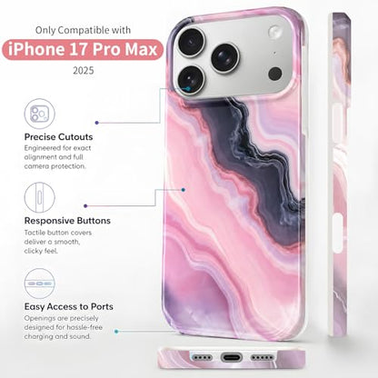 Case Compatible with iPhone 17 Pro Max, 2025 Anti-Yellow Ultra Transparent Soft TPU Phone Case, Shockproof Anti-Slip Slim Lightweight Full Coverage Protective (Marble Pattern 5) - color: Marble pattern 5