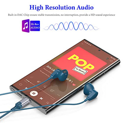 APETOO USB C Headphones for iPhone 18 Pro Max 17 16 15/iPad Air Earbuds - color: Lake blue