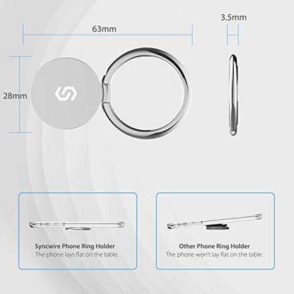 Syncwire Cell Phone Ring Holder Stand, 360 Degree Rotation Finger Ring Kickstand with Polished Metal Phone Grip for Magnetic Car Mount Compatible with iPhone, Samsung, LG, Sony - Silver - color: Silver, size: 1 Pack