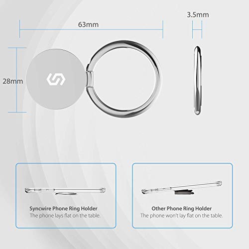 Syncwire Cell Phone Ring Holder Stand, 360 Degree Rotation Finger Ring Kickstand with Polished Metal Phone Grip for Magnetic Car Mount Compatible with iPhone, Samsung, LG, Sony - Silver - color: Silver, size: 1 Pack
