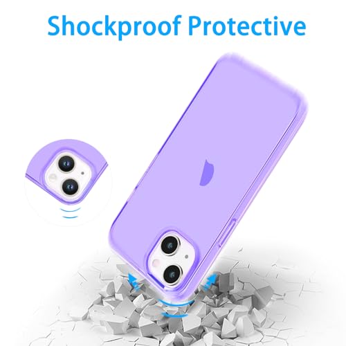 JJGoo Compatible with iPhone 14 Case Clear, Soft Shockproof Protective Slim Thin Phone Bumper Cover Transparent Phone Case, Translucent Purple - color: Purple