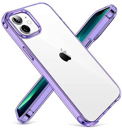 CANSHN Clear Shockproof for iPhone 12 Case/iPhone 12 Pro Case, Purple | Crystal Clear, Military-Grade Protection, Scratch Resistant, Anti-Slip, Slim Fit, Wireless Charging Compatible - color: Clear & Light Purple