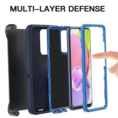 AICase for Galaxy A03S Case,Heavy Duty Drop Protection Full Body Rugged Shockproof/Dust Proof Military Protective Tough Durable Phone Cover for Samsung Galaxy A03S(US Version) - color: Navy Blue with Belt Clip