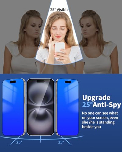 Privacy Screen Protector for iPhone 16 Tempered Glass Blue - color: For iphone 16 Blue